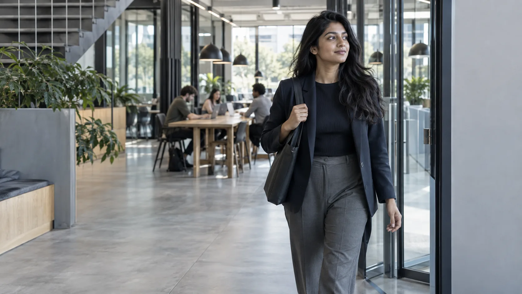 A member walks into a bright co-working space.